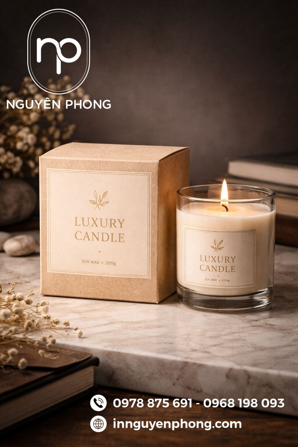 Mẫu hộp kraft đựng nến thơm 